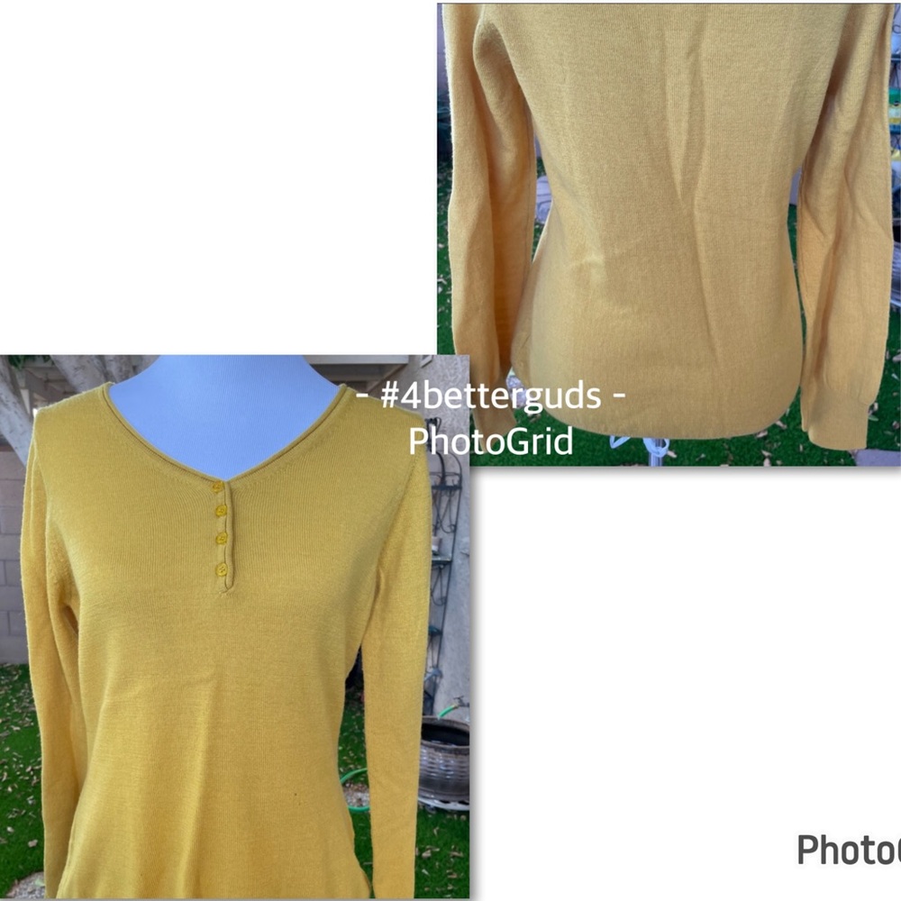 Brunella Gori 100% Fine Italian Merino Wool Lightweight Sweater Gold Large